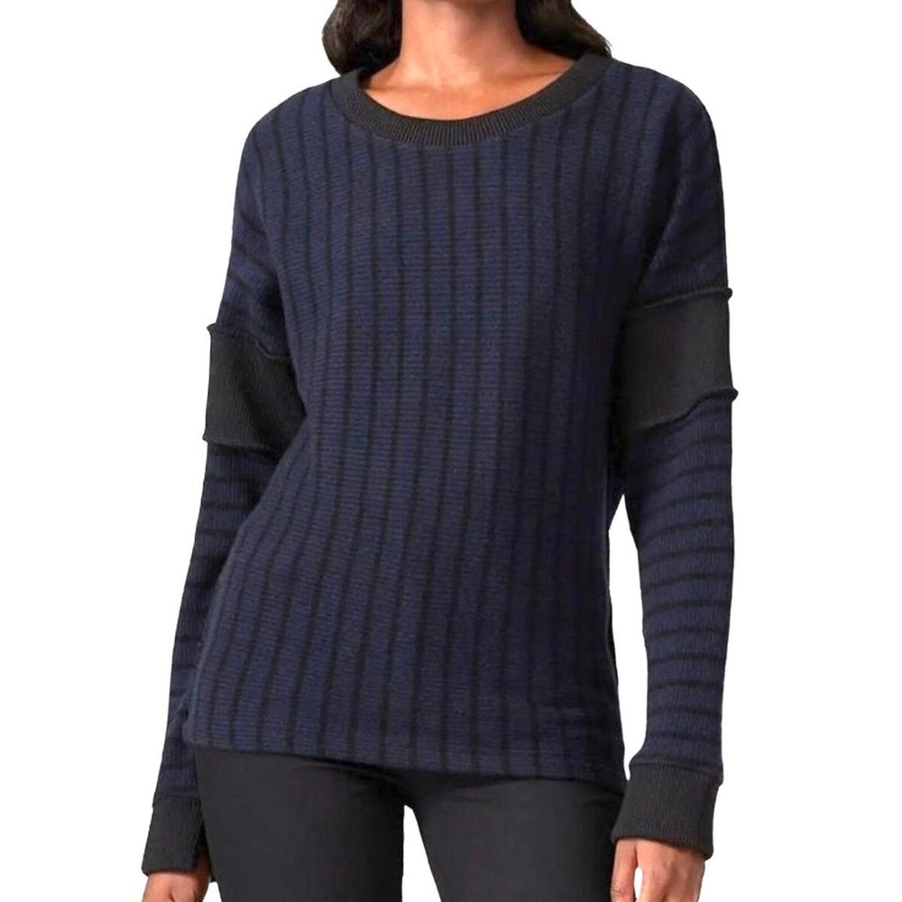 MM6 Maison Margiela Long Sleeve Striped Knit‎ Ribbed Sweater Navy Blue M